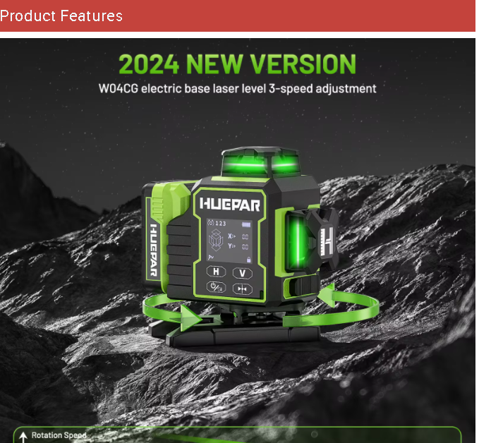 2026 Huepar W04CG Laser Hijau  - Laser Level Rotary ulasan dan harga